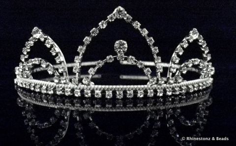 "Summer" Tiara - Silver/Crystal 40mm high